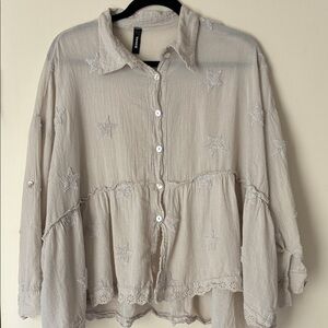 100% cotton beige textured top